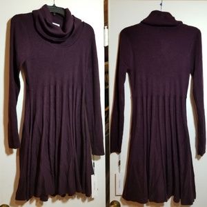 Calvin Klein Sweater Dress M Red Wine Cowl Neck